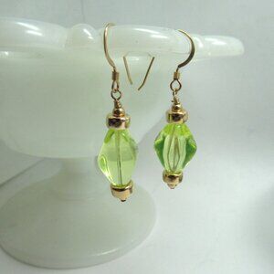 Uranium glass bead earrings on 14k gold filled